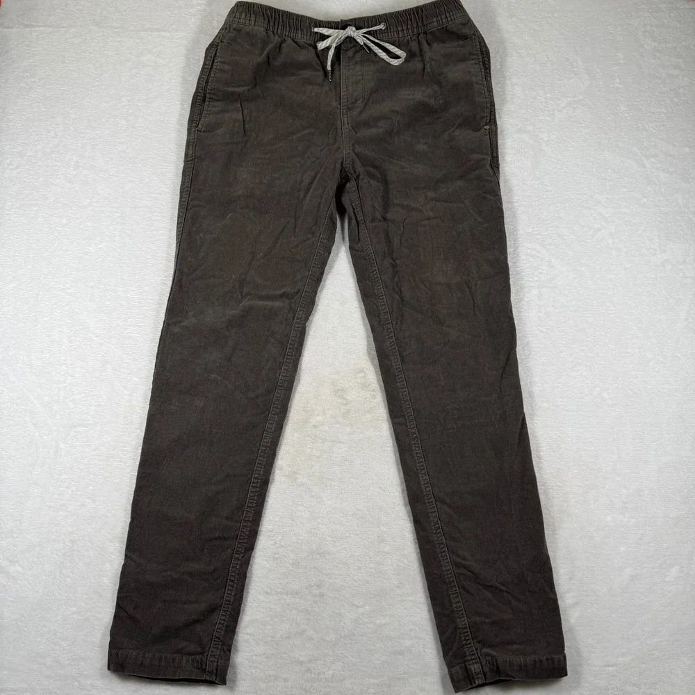 Vuori Mens Corduroy Jogger Pants Charcoal Gray Elastic Waist Drawstring M